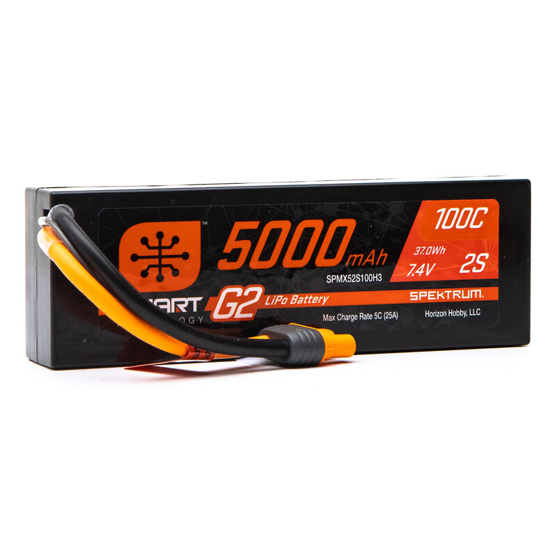 7.4V 5000mAh 2S 100C Smart G2 Hardcase LiPo Battery: IC3