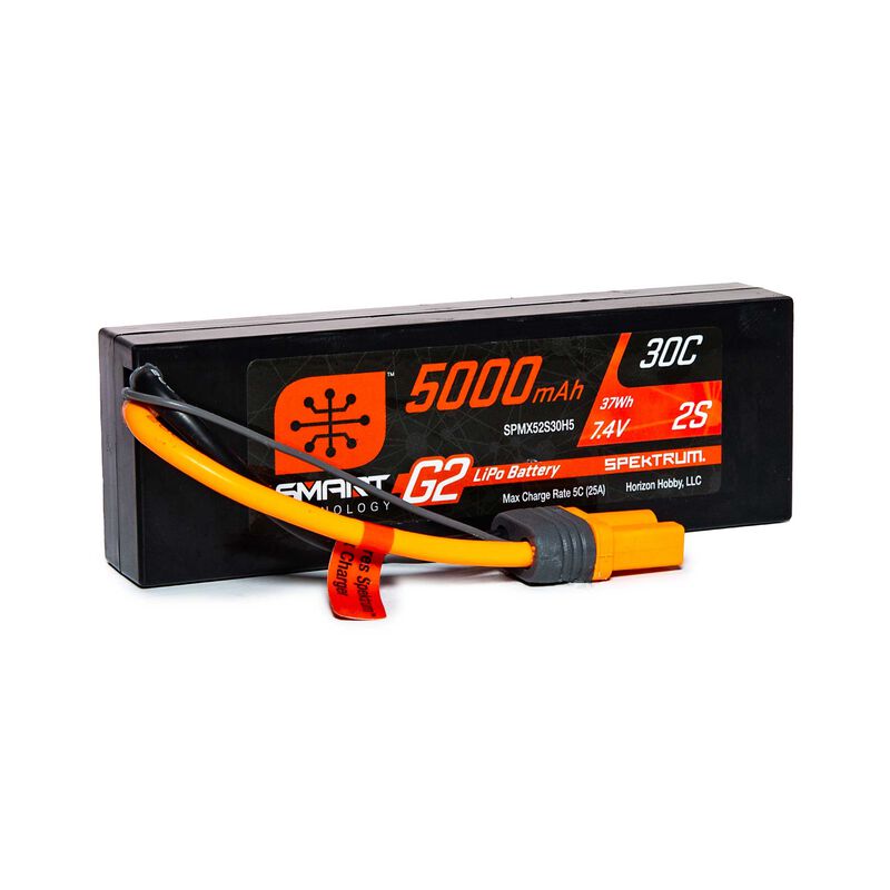 7.4V 5000mAh 2S 30C Smart G2 Hardcase LiPo Battery: IC5